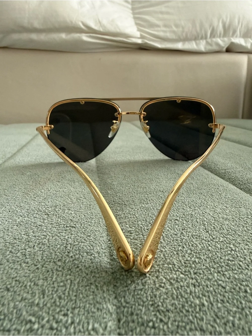 Versace Gold-Trim Black Lens Aviator Sunglasses - Women’s Accessories